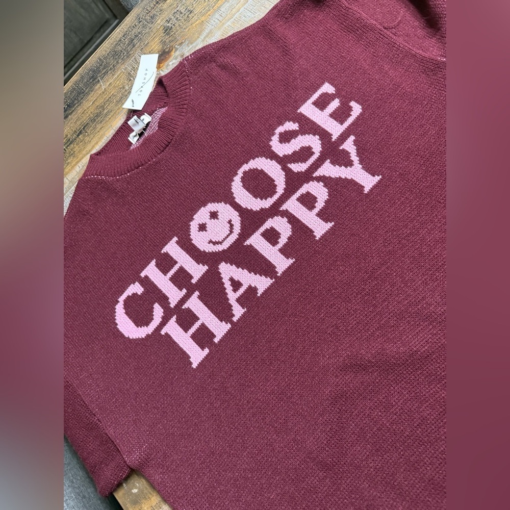 Topshop Maroon 'Choose Happy' Sweater - Picture 7 of 9